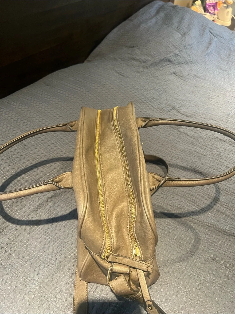 Forever 21 Grey Satchel with Gold Hardware